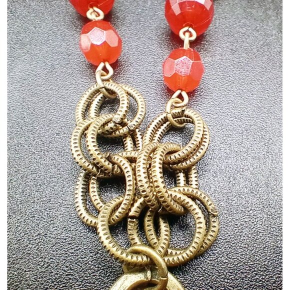 Necklace 25 Inch Long Jewelry Red Bead Adjust Lobster Clasp Statement Vintage - Picture 9 of 13